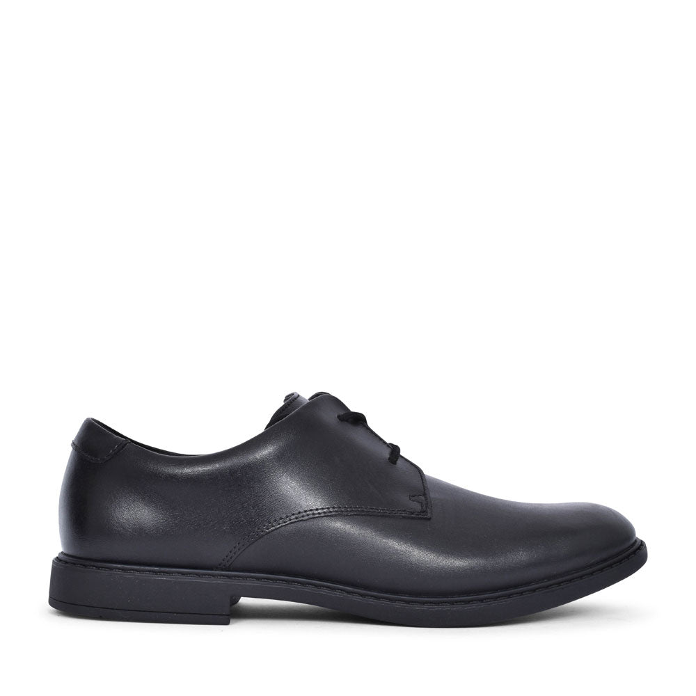 Scala Loop Black Leather Laced Shoe For Boys In Kids F Fit