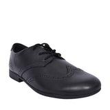 Scala Lace Black Leather Laced Shoe For Girls In Kids E Fit