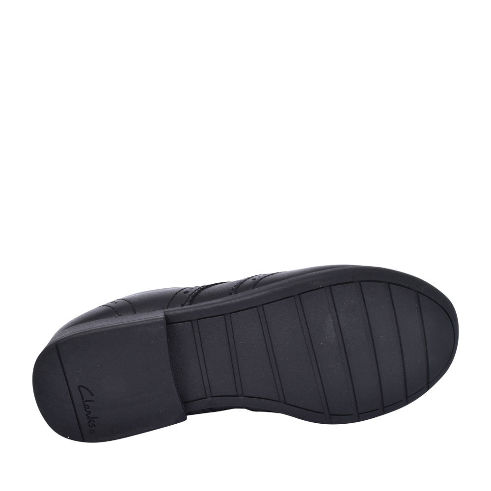 Scala Lace Black Leather Laced Shoe For Girls In Kids H Fit