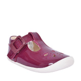 Roamer Star Plum Patent T-bar Shoe For Girls In Kids F Fit