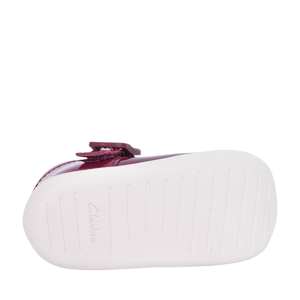 Roamer Star Plum Patent T-bar Shoe For Girls In Kids F Fit