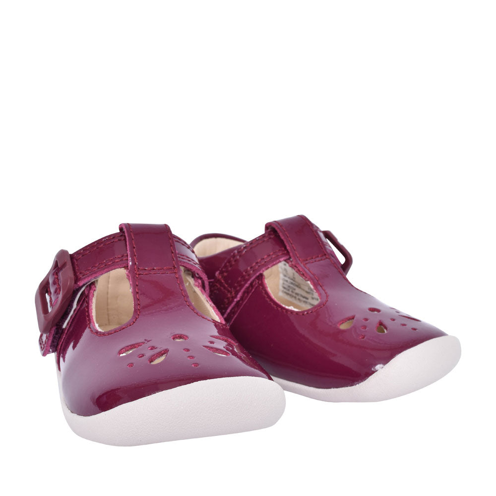 Roamer Star Plum Patent T-bar Shoe For Girls In Kids G Fit