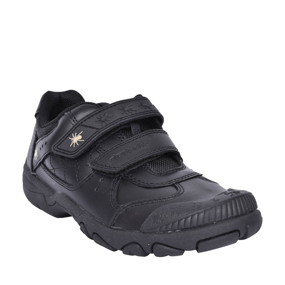 Tarantula Black Leather Velcro Shoe For Boys In Kids F Fit