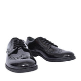 Brogue Pri Black Patent Laced Shoe For Girls In Kids F Fit