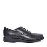 Brogue Pri Black Leather Laced Shoe For Girls In Kids F Fit