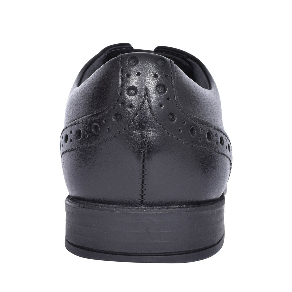 Brogue Pri Black Leather Laced Shoe For Girls In Kids F Fit