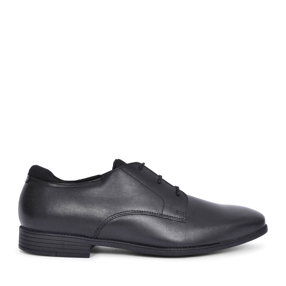 Academy Black Leather Laced Shoe For Boys In Kids F Fit