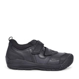 Strike Black Leather Velcro Shoe For Boys In Kids E Fit
