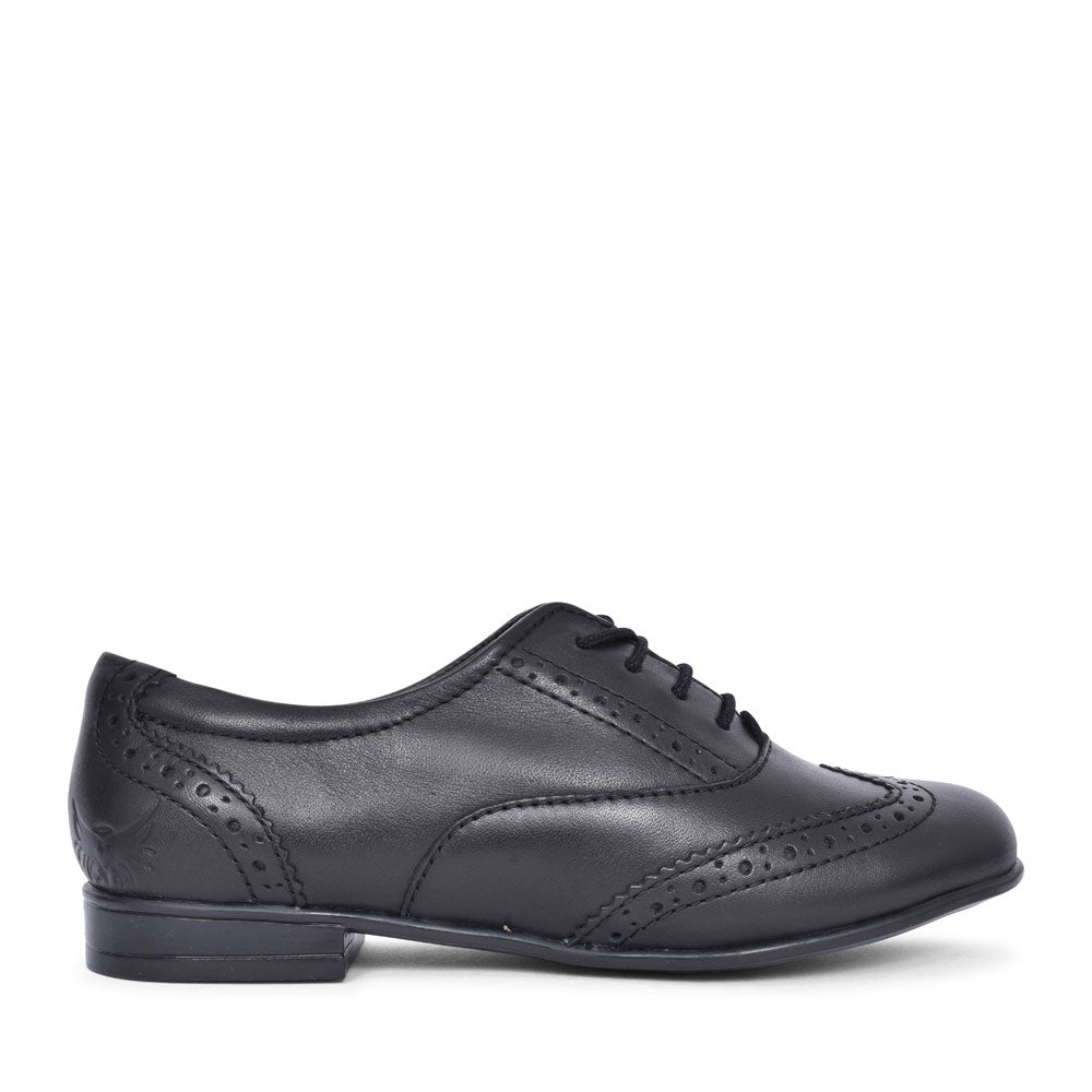 Matilda Laced M Fit Brogue Shoe For Girls In Blk Leather
