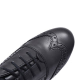 Matilda Laced M Fit Brogue Shoe For Girls In Blk Leather
