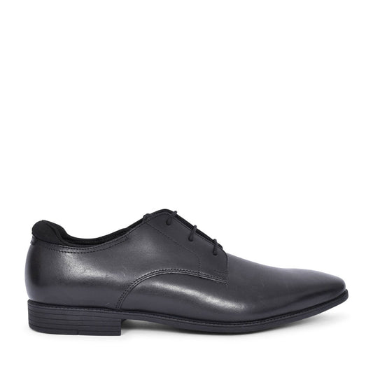 Academy Black Leather Laced Shoe For Boys In Kids F Fit