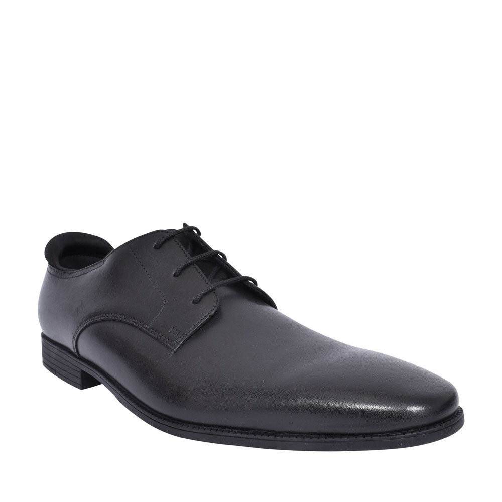Academy Black Leather Laced Shoe For Boys In Kids F Fit