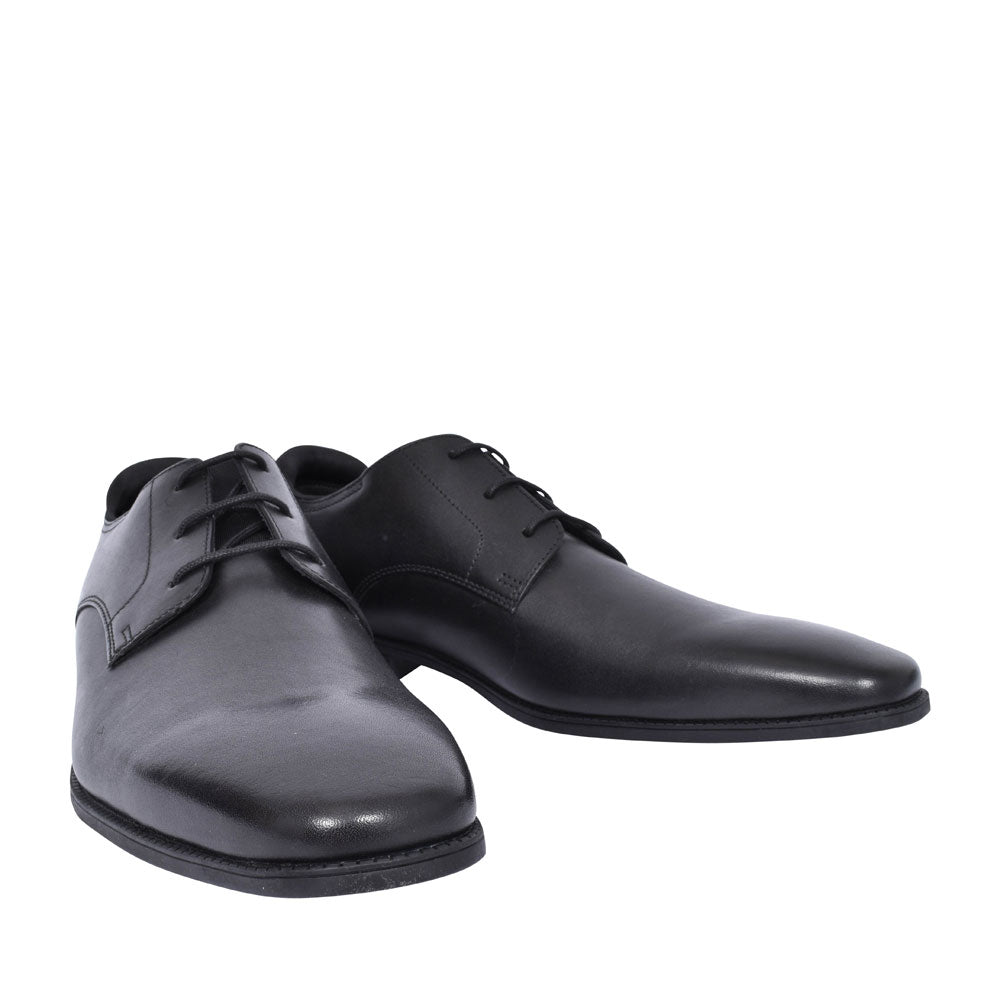 Academy Black Leather Laced Shoe For Boys In Kids F Fit