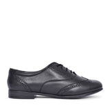 Matilda Laced W Fit Brogue Shoe For Girls In Blk Leather