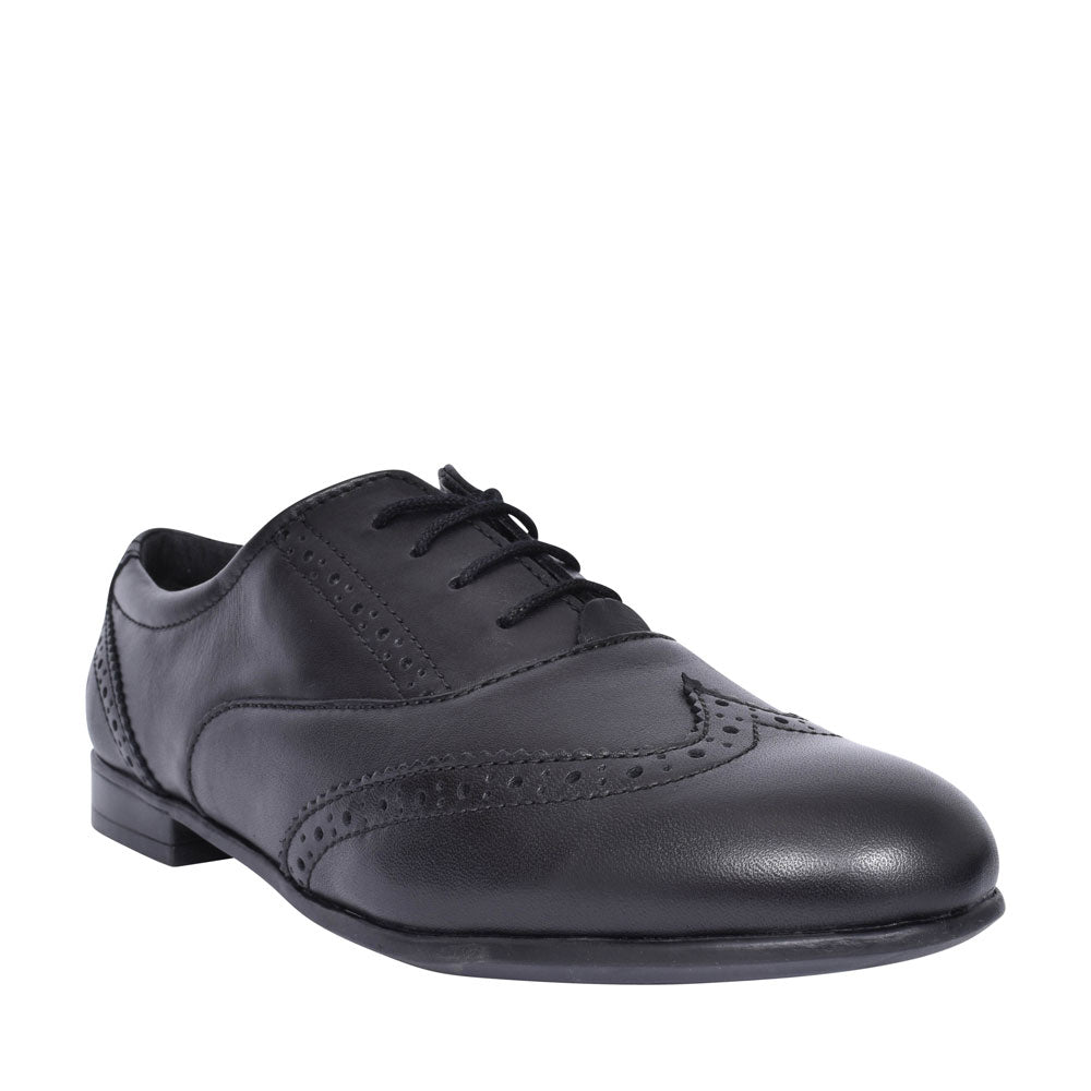 Matilda Laced W Fit Brogue Shoe For Girls In Blk Leather