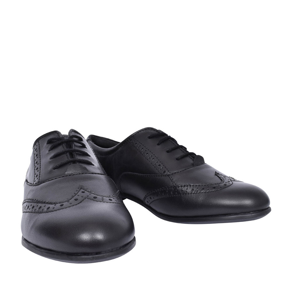 Matilda Laced W Fit Brogue Shoe For Girls In Blk Leather