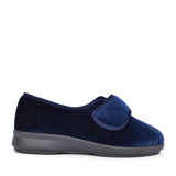 Nellie Extra Wide 2v Velcro Slipper For Ladies In Navy