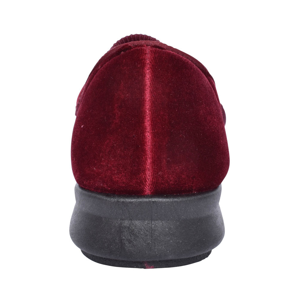 Nellie Extra Wide 2v Velcro Slipper For Ladies In Burgandy