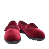 Nellie Extra Wide 2v Velcro Slipper For Ladies In Burgandy