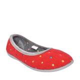 Ballerina Wide Fit Polka Dot Slipper For Ladies In Red