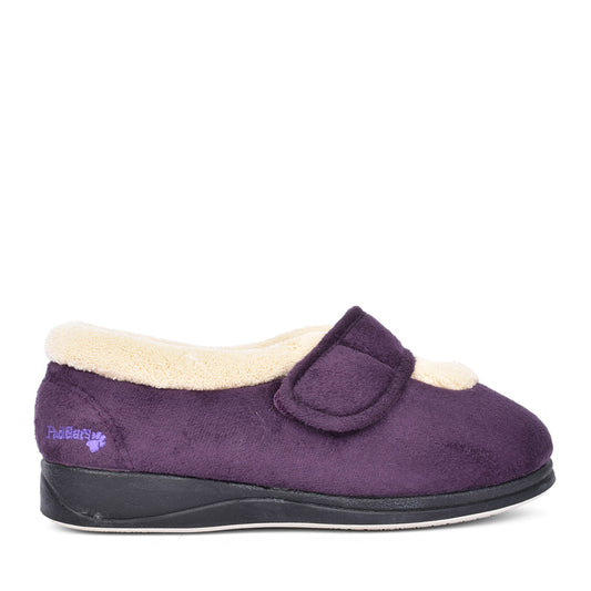Ladies Trixie 3463 Wide Fit Velcro Slipper In Purple
