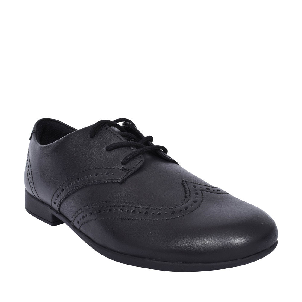 Scala Lace Black Leather Laced Shoe For Girls In Kids H Fit