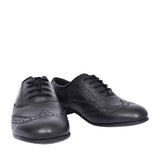 Girls Pri Laced Brogue Shoe In Blk Leather