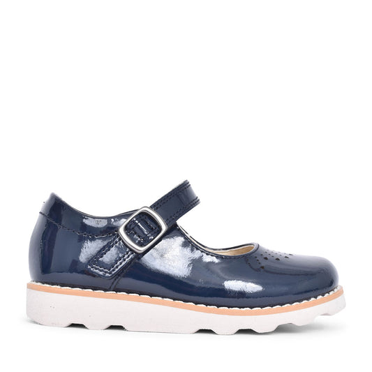 Girls Toddler Crown Jump Navy Patent Leather Shoe In Kids G Fit