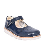 Girls Toddler Crown Jump Navy Patent Leather Shoe In Kids G Fit