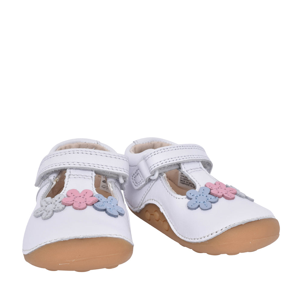 Girls Pre-walker Tiny Sun White Leather Shoe In Kids G Fit