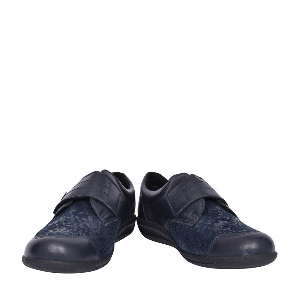 Ladies 68182d  Royston 2v Wide Fit Casual Velcro Shoe In Navy