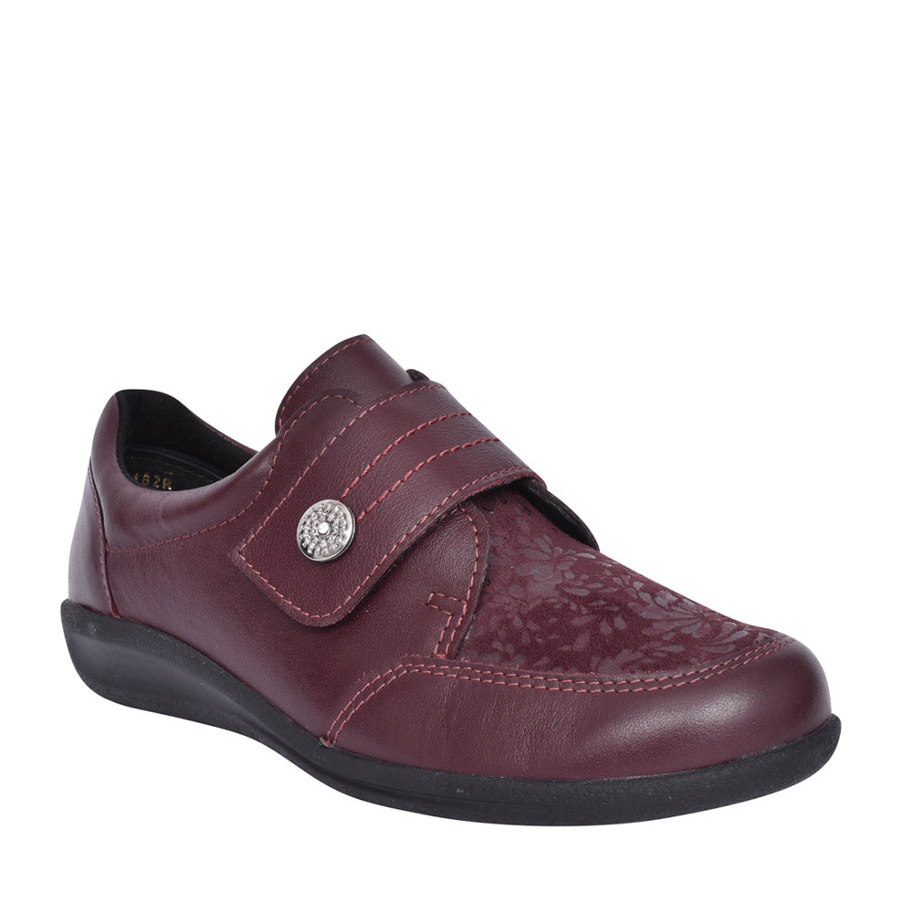 Ladies 68182d Royston 2v Wide Fit Shoe In Burgandy