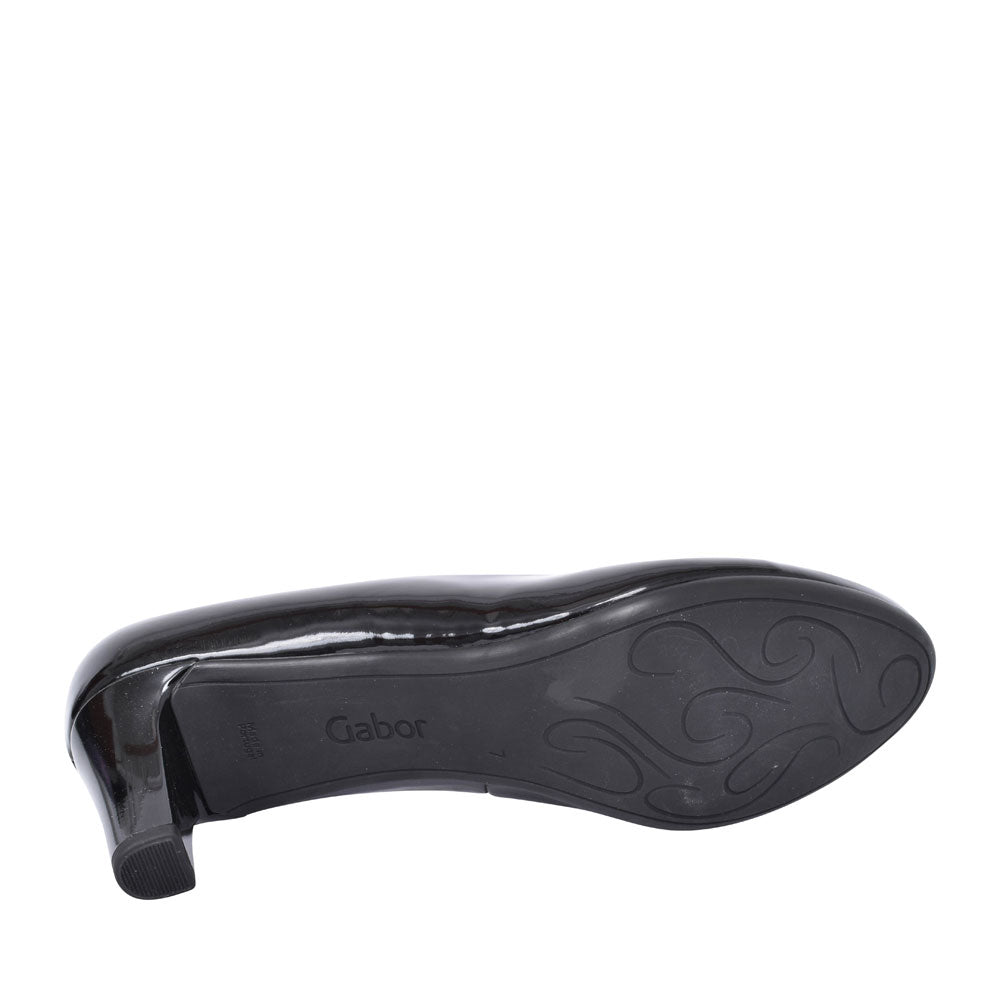 Ladies 400 Medium Heel Patent Court Shoe In Black