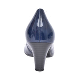 Ladies Piquet 400 Medium Heel Patent Court Shoe In Navy