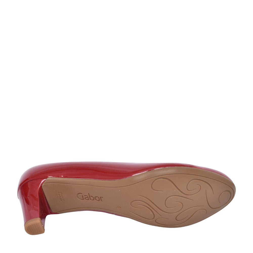 Ladies 400 Medium Heel Patent Court Shoe In Red
