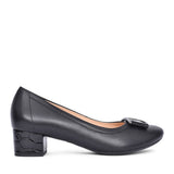 Ladies 5632 G-fit Low Heel Court Shoe In Black