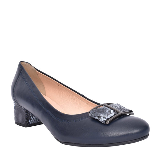 Ladies 5632 G-fit Low Heel Court Shoe In Navy