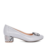 Ladies 5632 G-fit Low Heel Court Shoe  In Grey