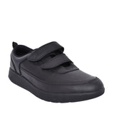 Boys Scape Flare Black Leather Velcro Shoe In Kids F Fit