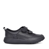 Boys Scape Flare Black Leather Velcro Shoe In Kids G Fit