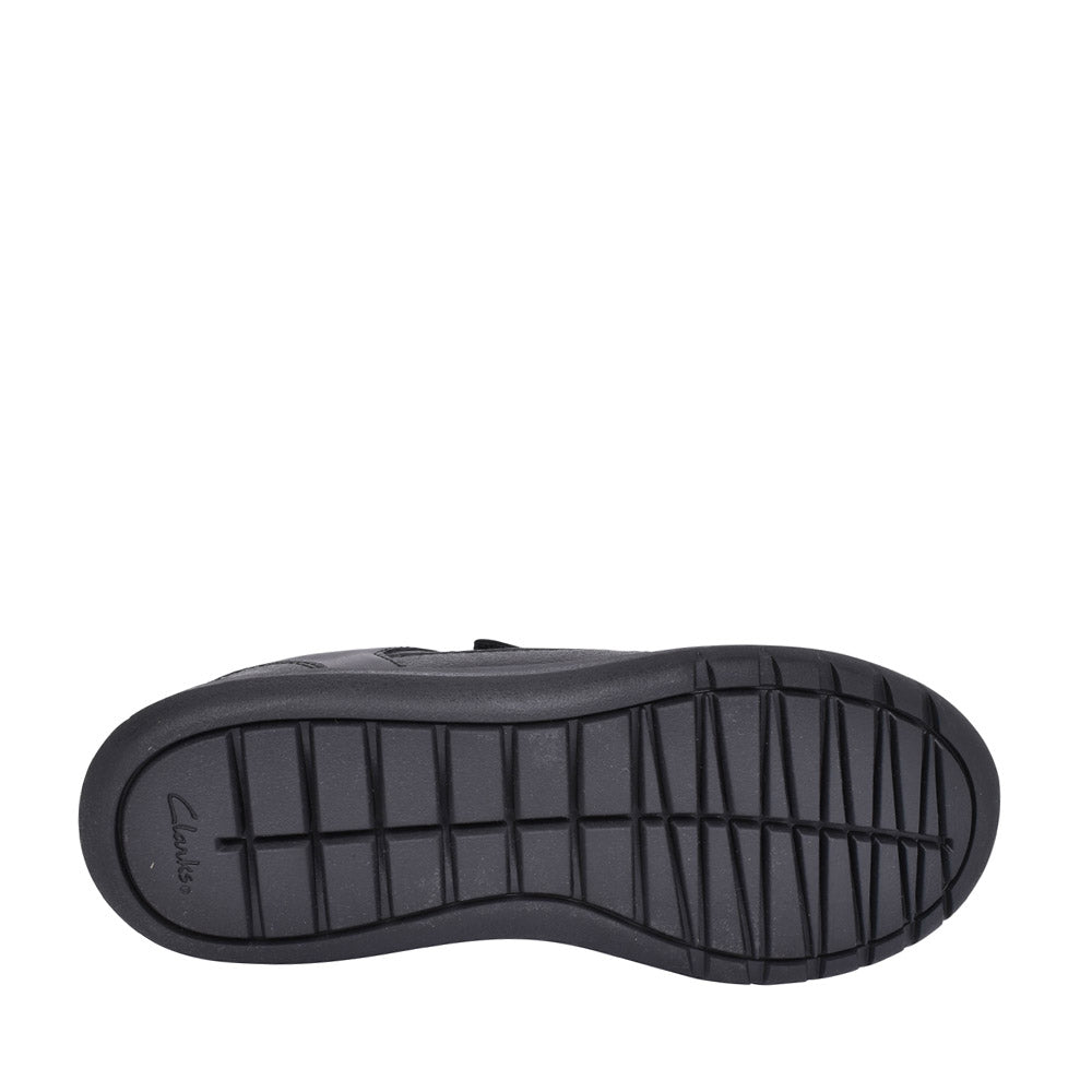 Boys Scape Flare Black Leather Velcro Shoe In Kids F Fit