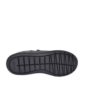 Boys Scape Flare Black Leather Velcro Shoe In Kids F Fit