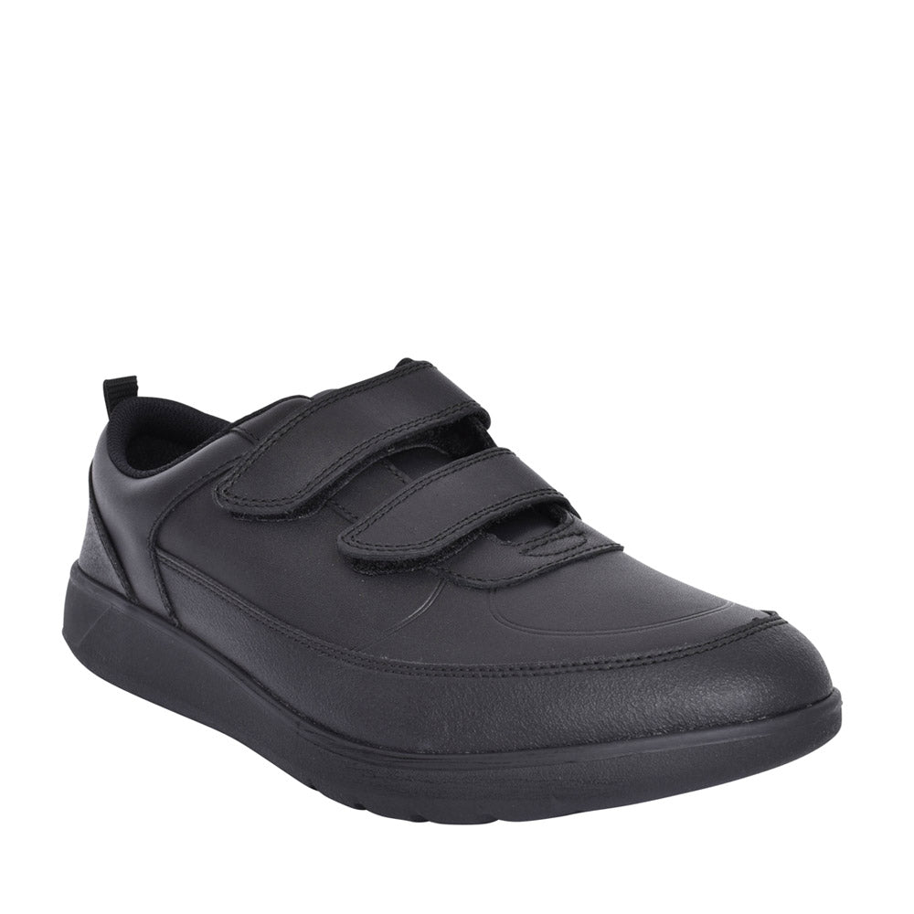 Boys Scape Flare Black Leather Velcro Shoe In Kids G Fit