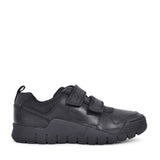 Boys Scooter Speed Black Leather Velcro Shoe In Kids E Fit