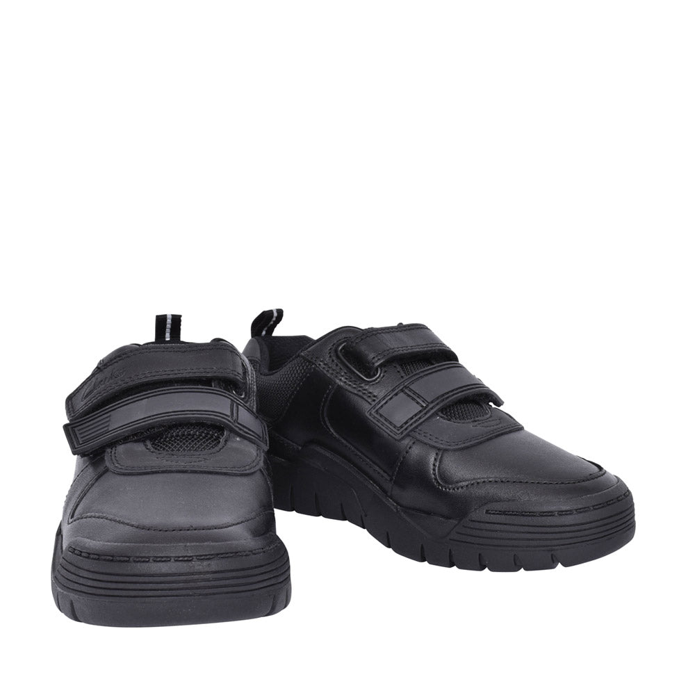 Boys Scooter Speed Black Leather Velcro Shoe In Kids F Fit