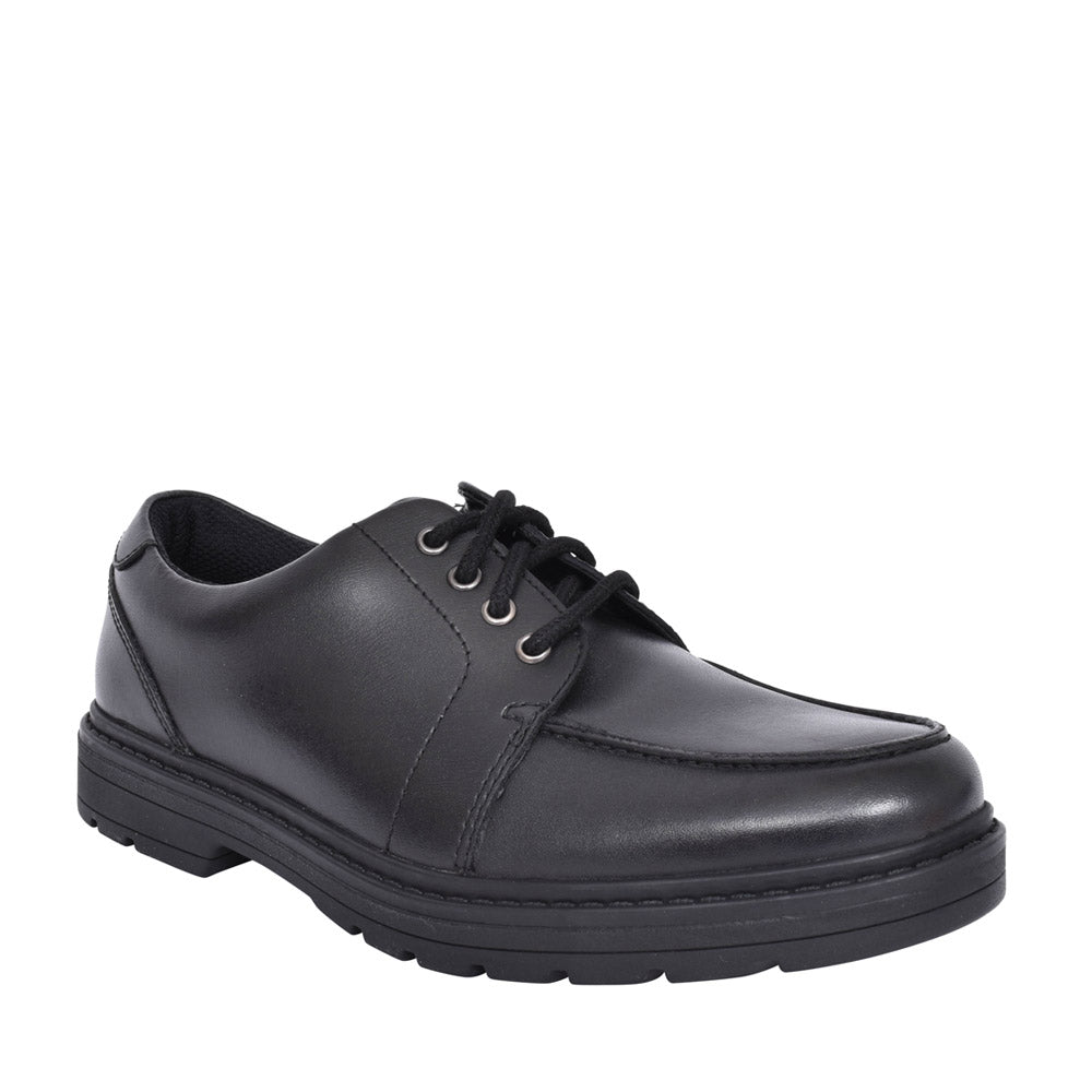 Boys Loxham Pace Black Leather Laced Shoe In Kids G Fit