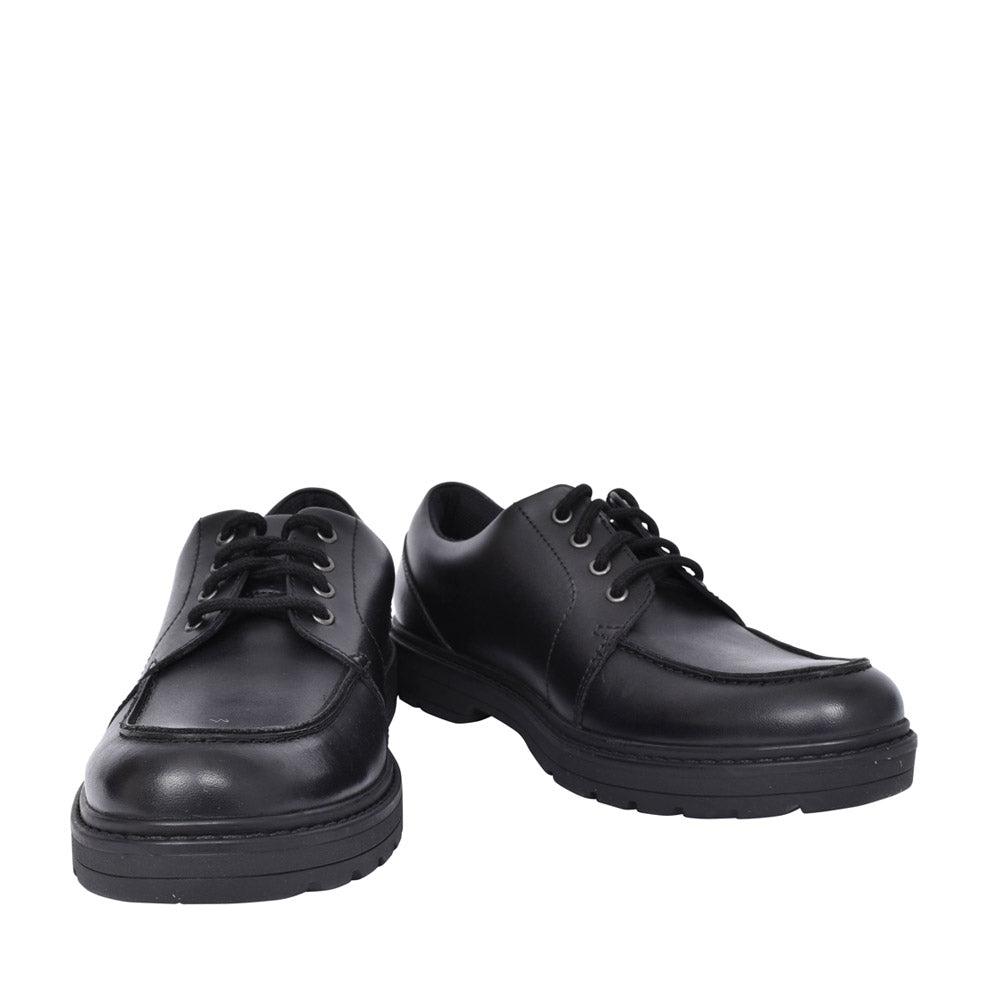 Boys Loxham Pace Black Leather Laced Shoe In Kids F Fit