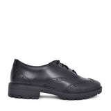Girls Loxham Brogue Black Leather Laced Brogue Shoe In Kids F Fit
