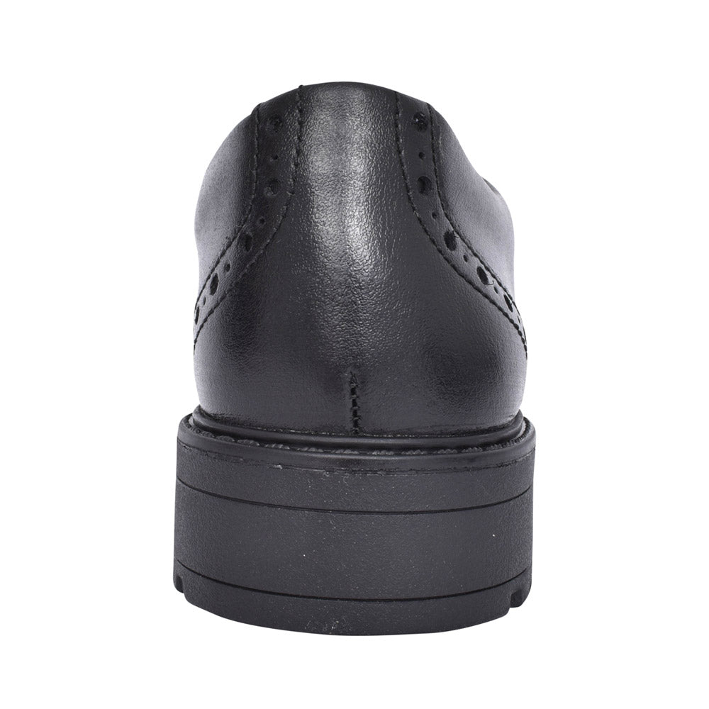 Girls Loxham Brogue Black Leather Laced Brogue Shoe In Kids F Fit