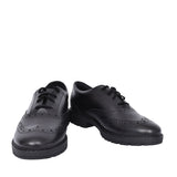 Girls Loxham Brogue Black Leather Laced Brogue Shoe In Kids F Fit
